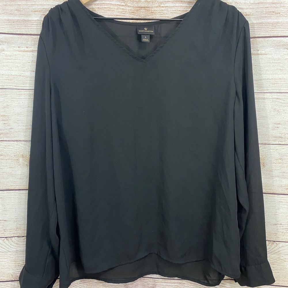 Women’s black chiffon V neck Blouse